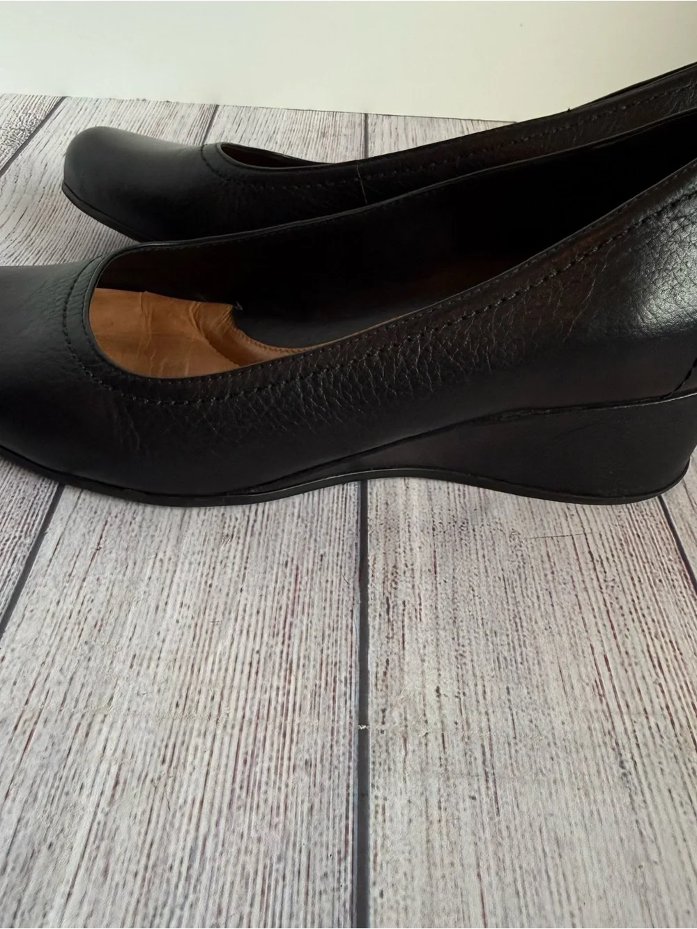NURTURE Black Leather Wedge Dress Shoes 8.5